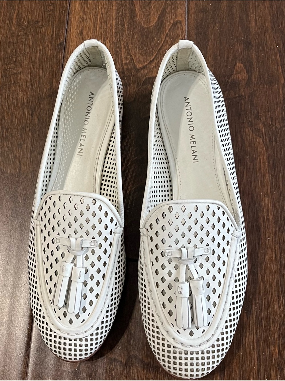 ANTONIO MELANI White Perforated Tassel Loafers